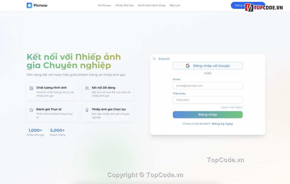 source code chụp ảnh,website đặt lịch chụp ảnh,nextjs nestjs source code,source code marketplace,thanh toán vnpay source code,dashboard admin